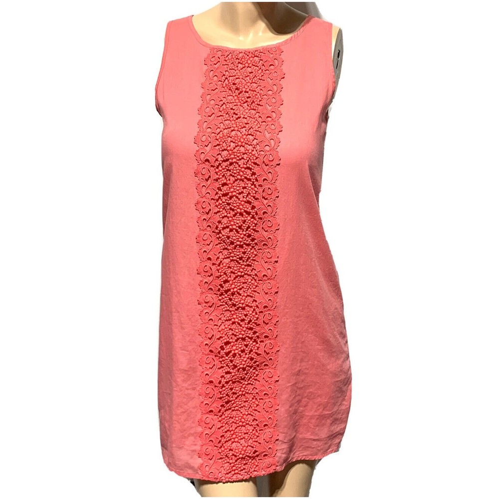 J.Crew Dress Women’s Size XS Coral Crochet Lace Front Tunic Shift Sleeveless